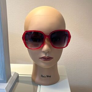 Red Faceted Sunglasses With Case